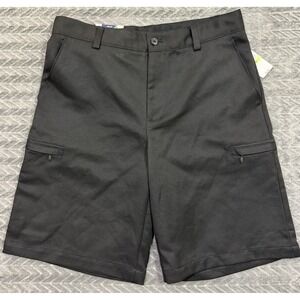 Izod Men Golf Shorts Size 30 10.5'' Black Caviar Micro Poly Classic Fit Preppy